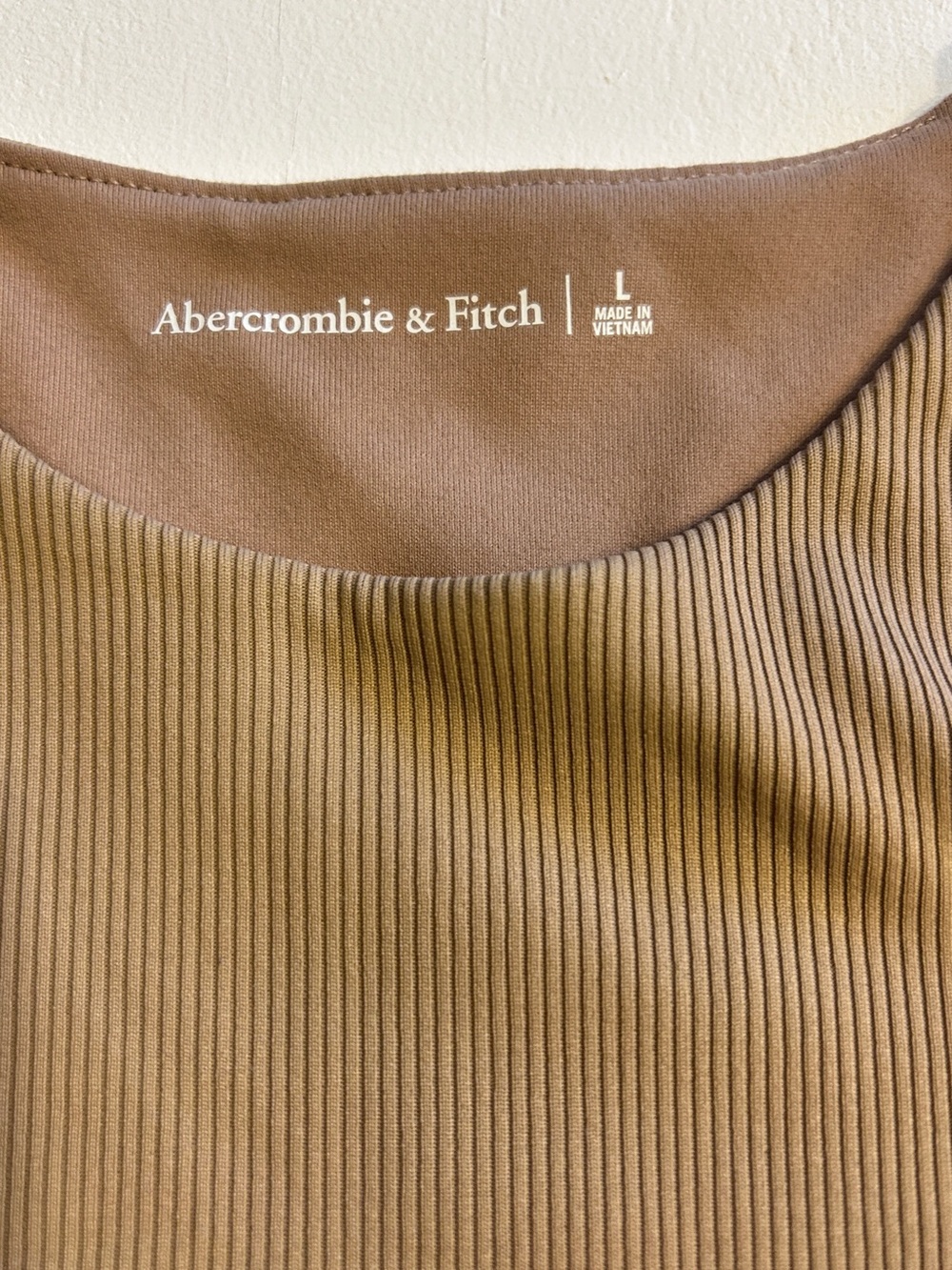 Abercrombie & Fitch Brown Ribbed High Neck Sleeveless Bodysuit Size L Stretch - Picture 4 of 7